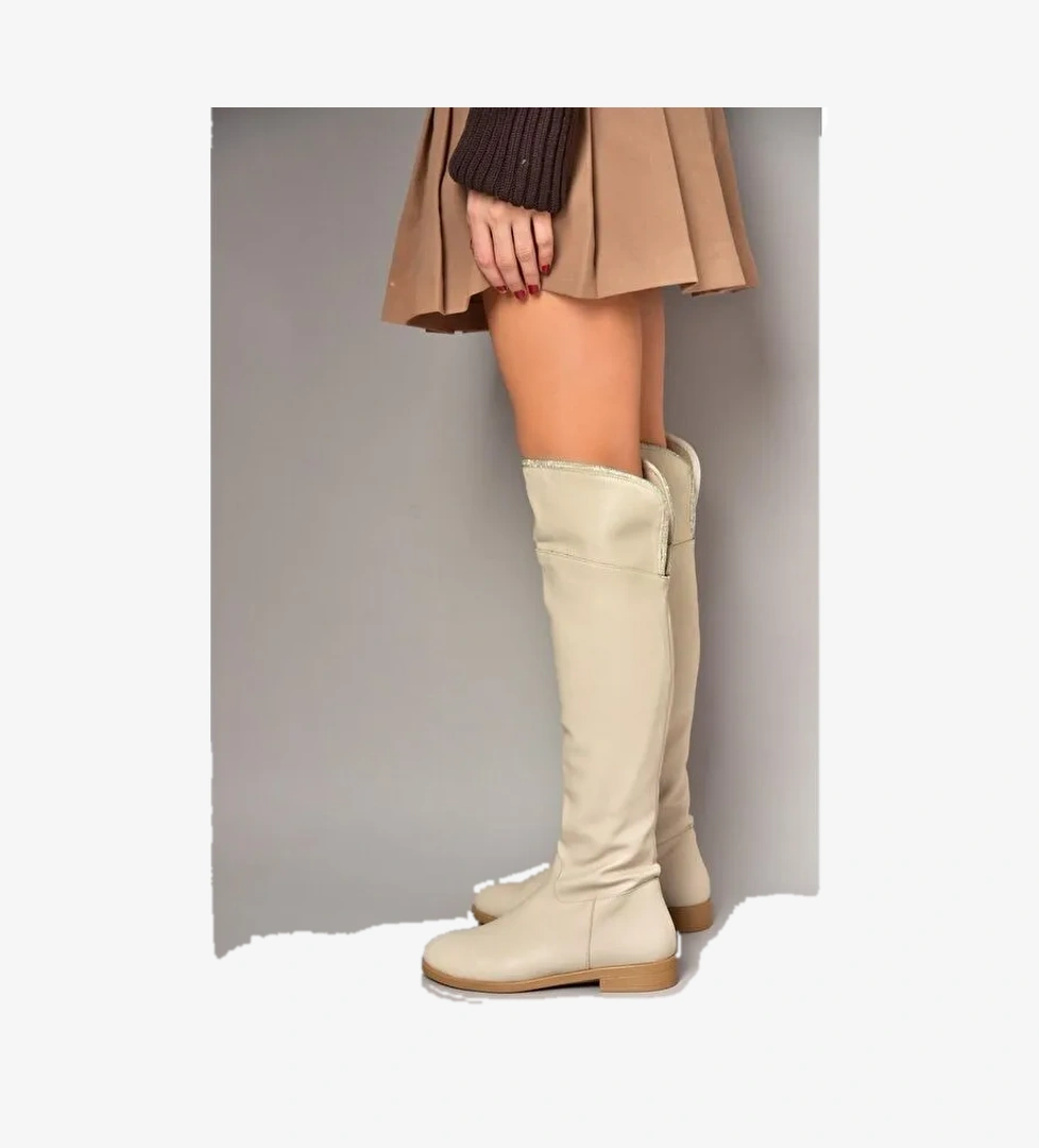 T8486435 Bej Kadın Çizme