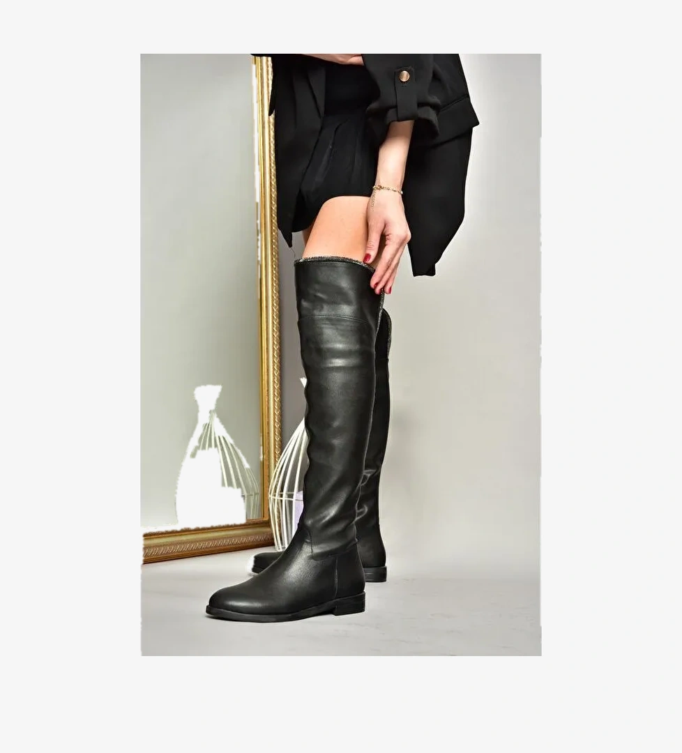 Fox Shoes T8486435 Bej Siyah Kadın Çizme model görseli