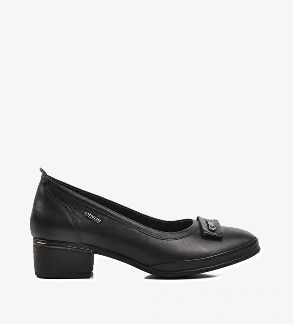 Siyah Hakiki Deri Kadın Topuklu Ayakkabı 2312514K