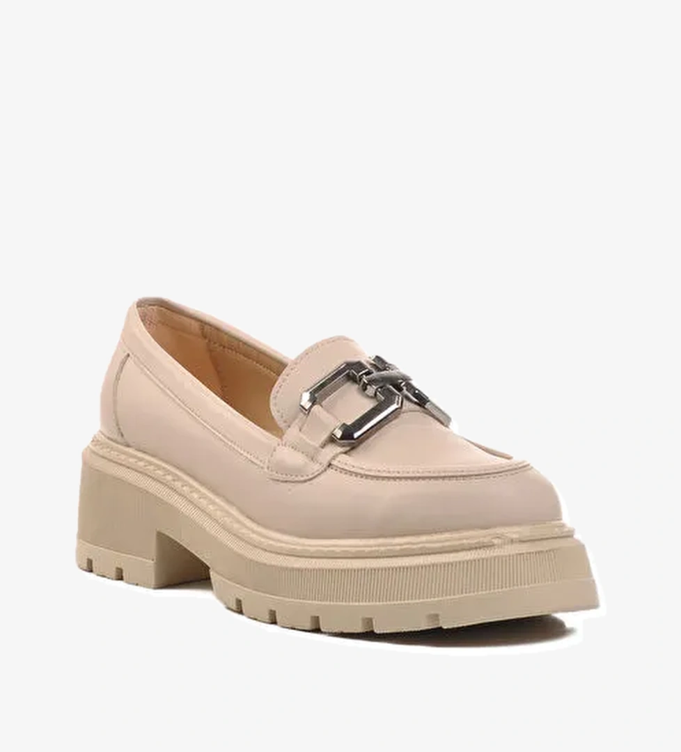 Bej Cilt Kadın Loafer Ayakkabı 572381