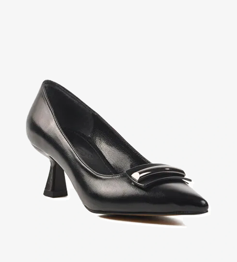 Siyah Cilt Kadın Topuklu Ayakkabı 357101