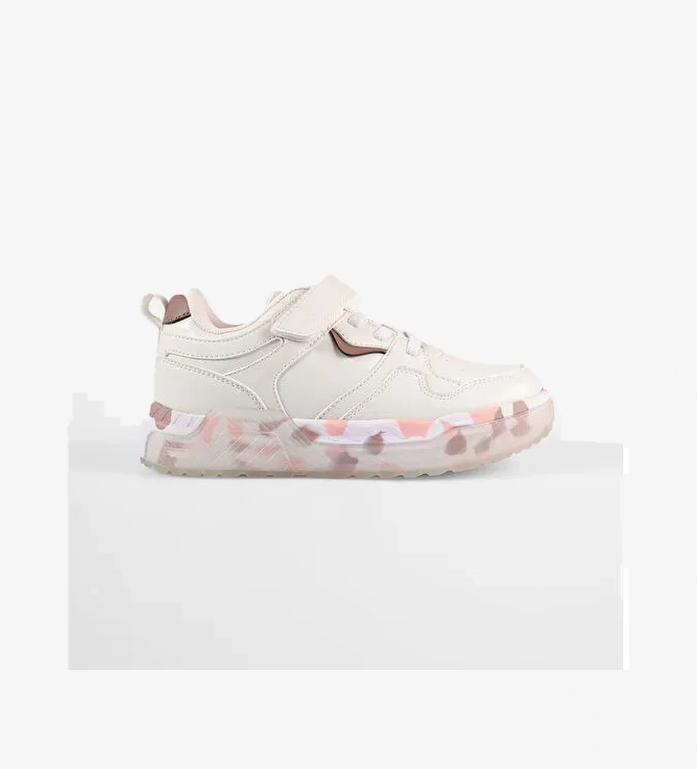 Monaco Hafif Kız Çocuk Beyaz/Pudra Sneaker - Görsel 1