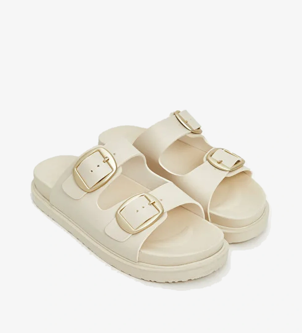 Deri Görünümlü Kadın Terlik - Görsel 1