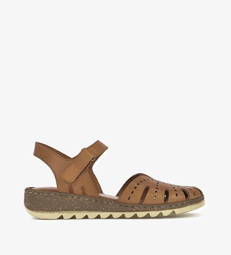 Kadın Hakiki Deri Sandalet 1411008Z204 Taba - Görsel 1