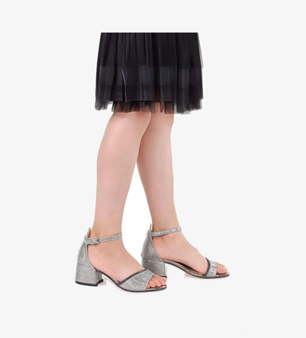 Elos Çizgili Günlük Kız Çocuk 4 Cm Topuklu Sandalet Ayakkabı