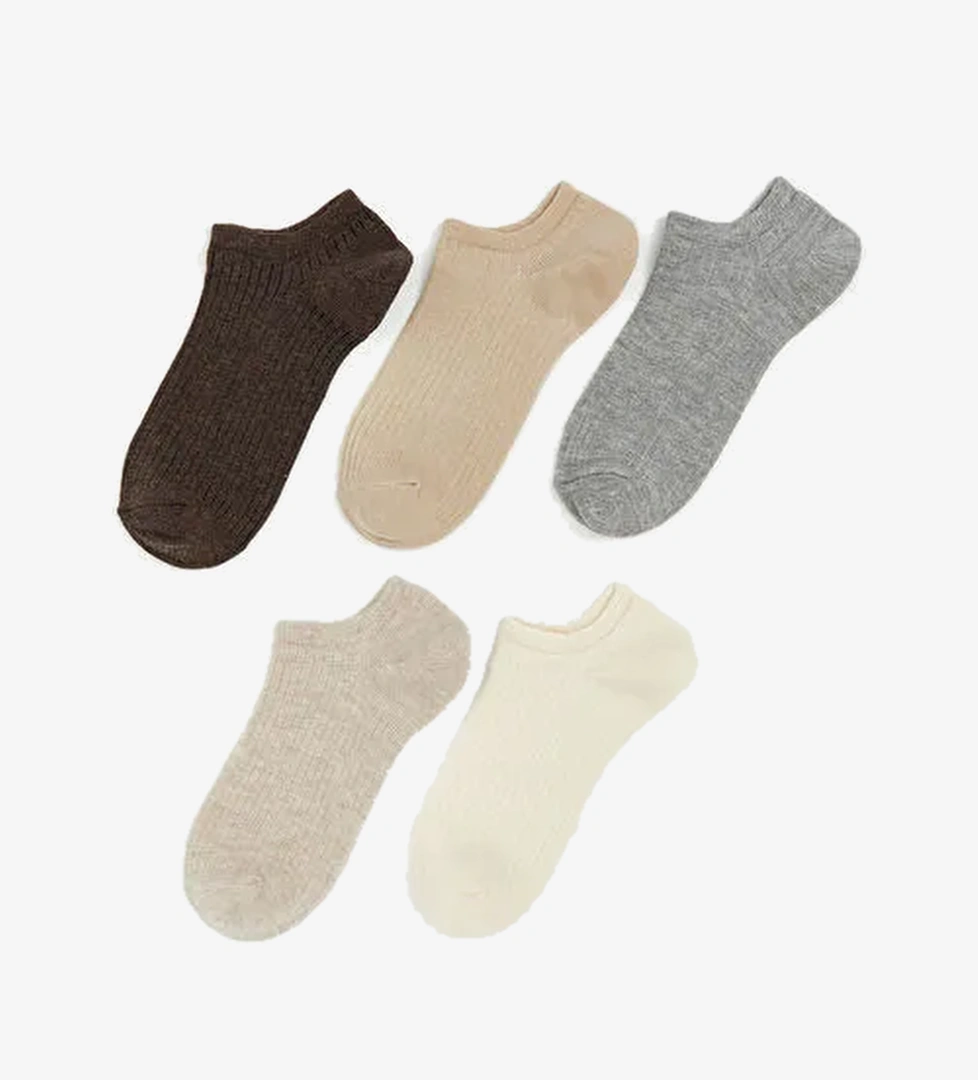 Kadın Düz Sneaker Çorap 5'li - Görsel 1