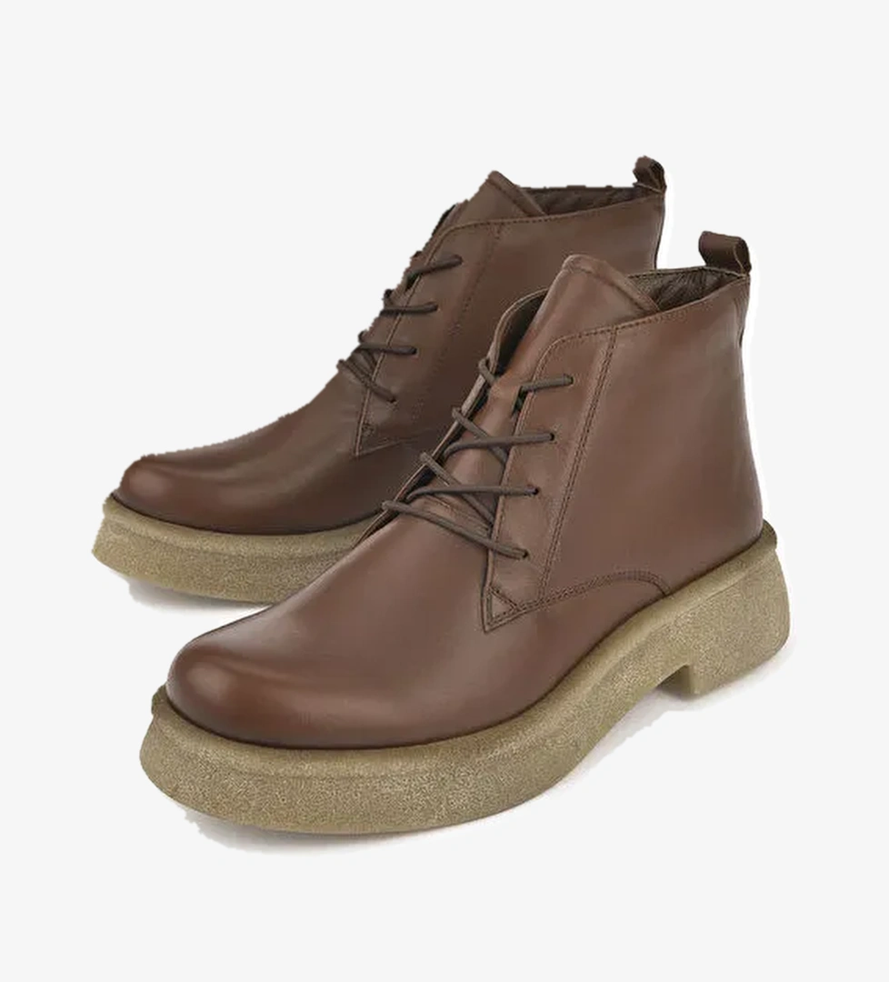 Kadın Hakiki Deri Bot 14319Z66195 Taba - Görsel 1