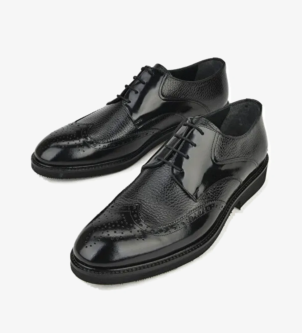 Erkek Hakiki Deri Ayakkabı 143145Z625 Siyah