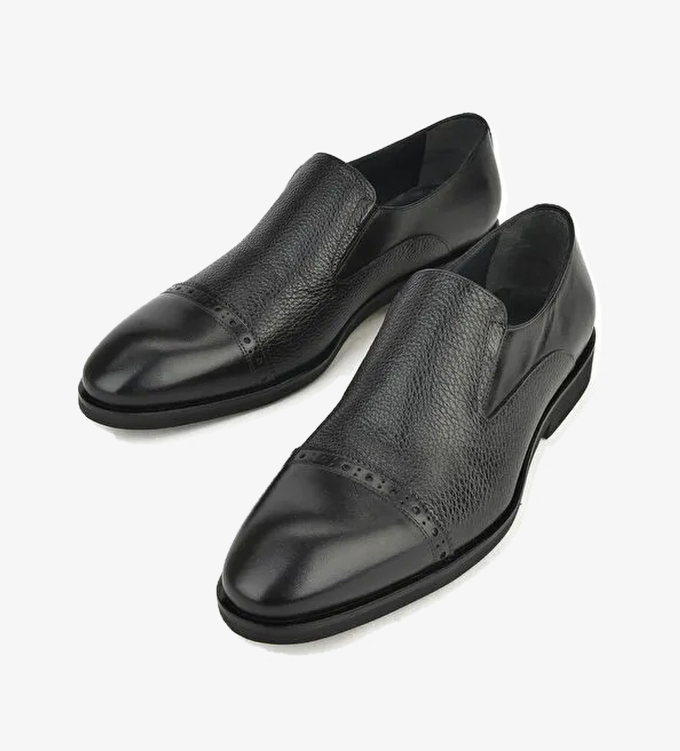 Erkek Hakiki Deri Ayakkabı 143145Z578 Siyah - Görsel 1