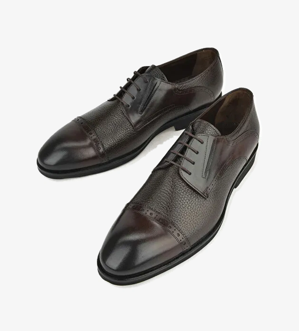 Erkek Hakiki Deri Ayakkabı 143145Z577 Kahve - Görsel 1