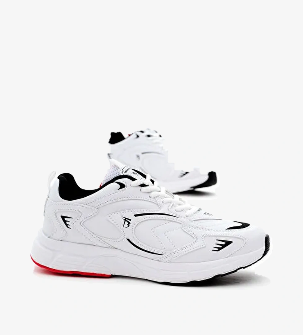 Unisex Beyaz Cilt Rahat Kalıp Yüksek Faylon Taban Bağcıklı Spor Ayakkabı