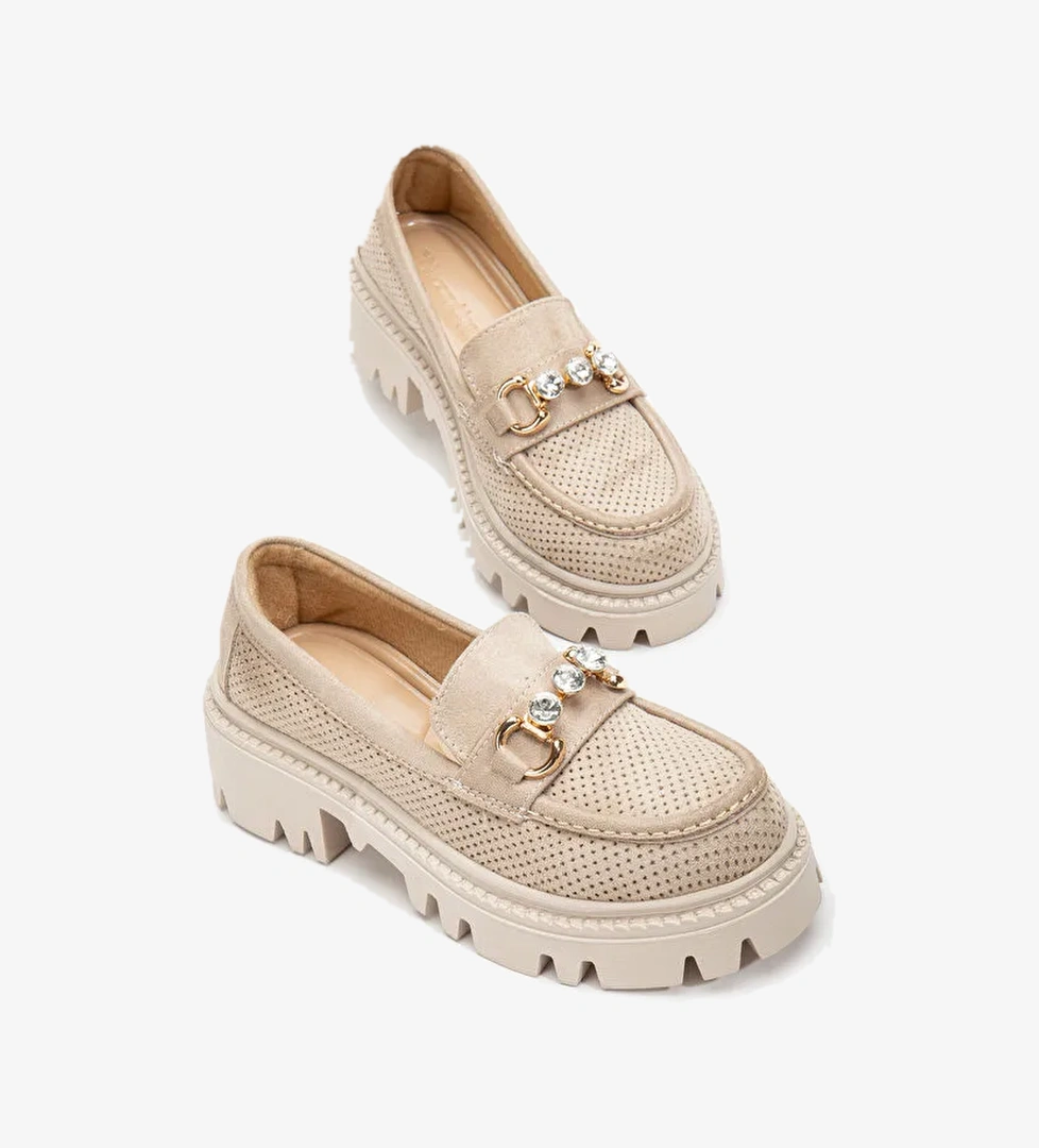 Tonny Black Kadın Süet Rahat Kalıp Yüksek Poli Taban Önü Tokalı Loafer model görseli