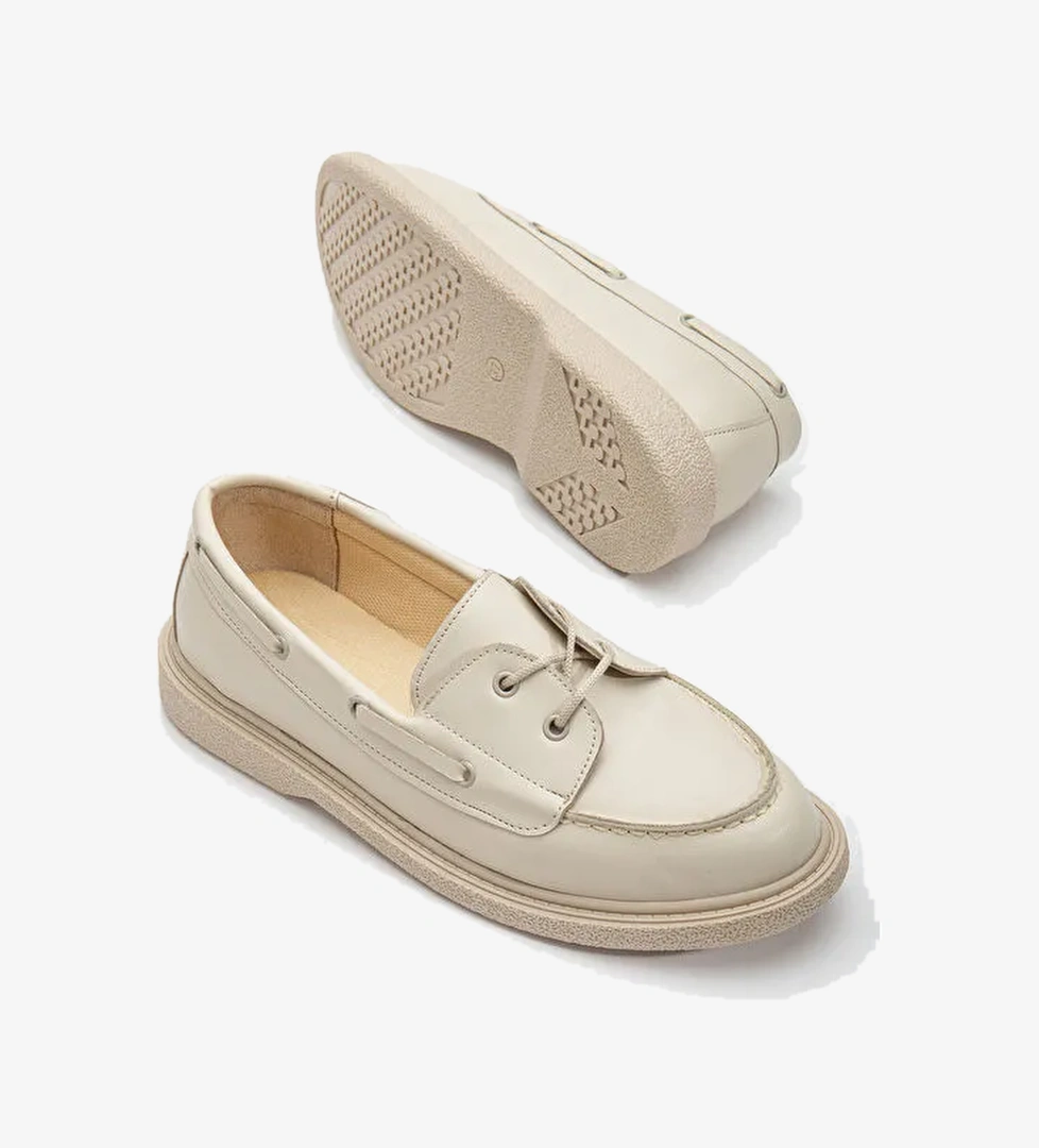 Kadın Ten Cilt Rahat Kalıp Termo Taban Bağcıklı Lofer