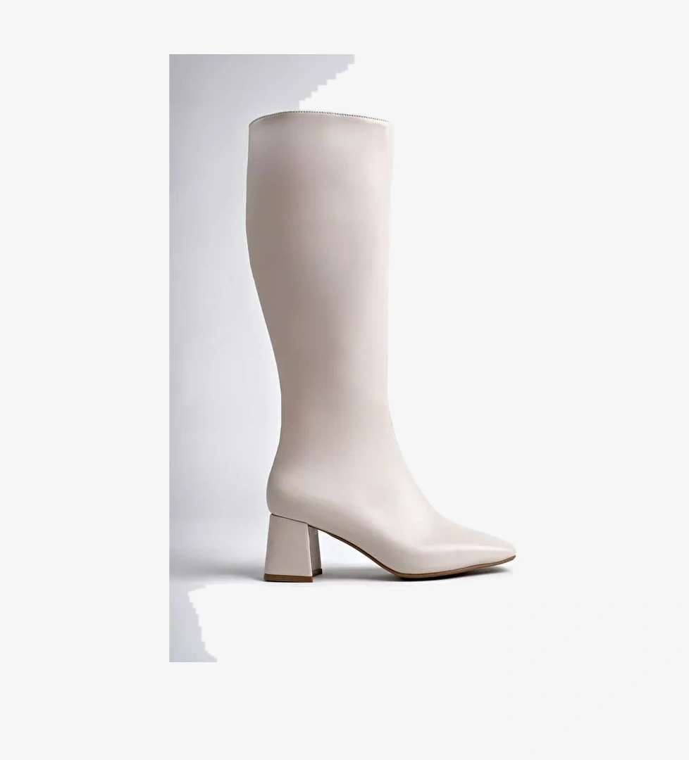 KAROLİNE Küt Burun Yandan Fermuarlı Topuklu Kadın Çizme