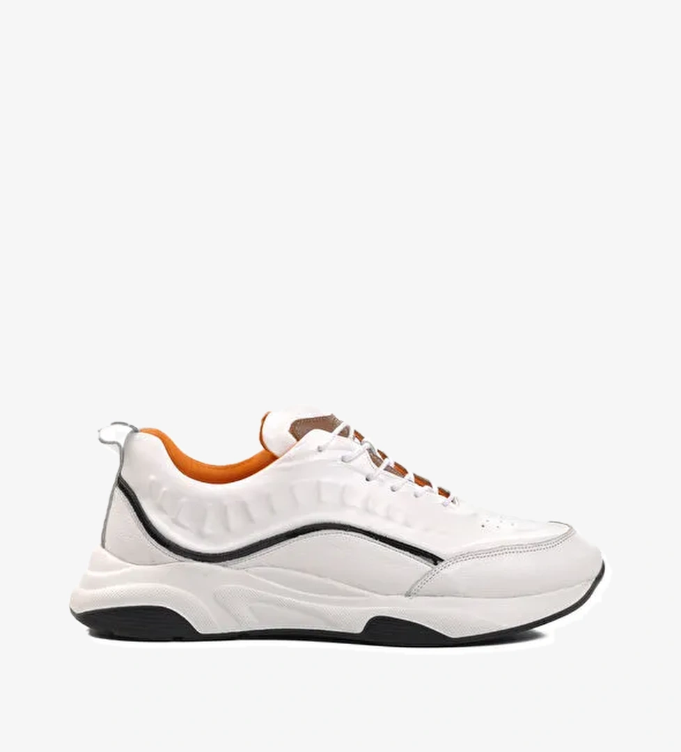 Beyaz Hakiki Deri Erkek Casual Ayakkabı Premium 495 M