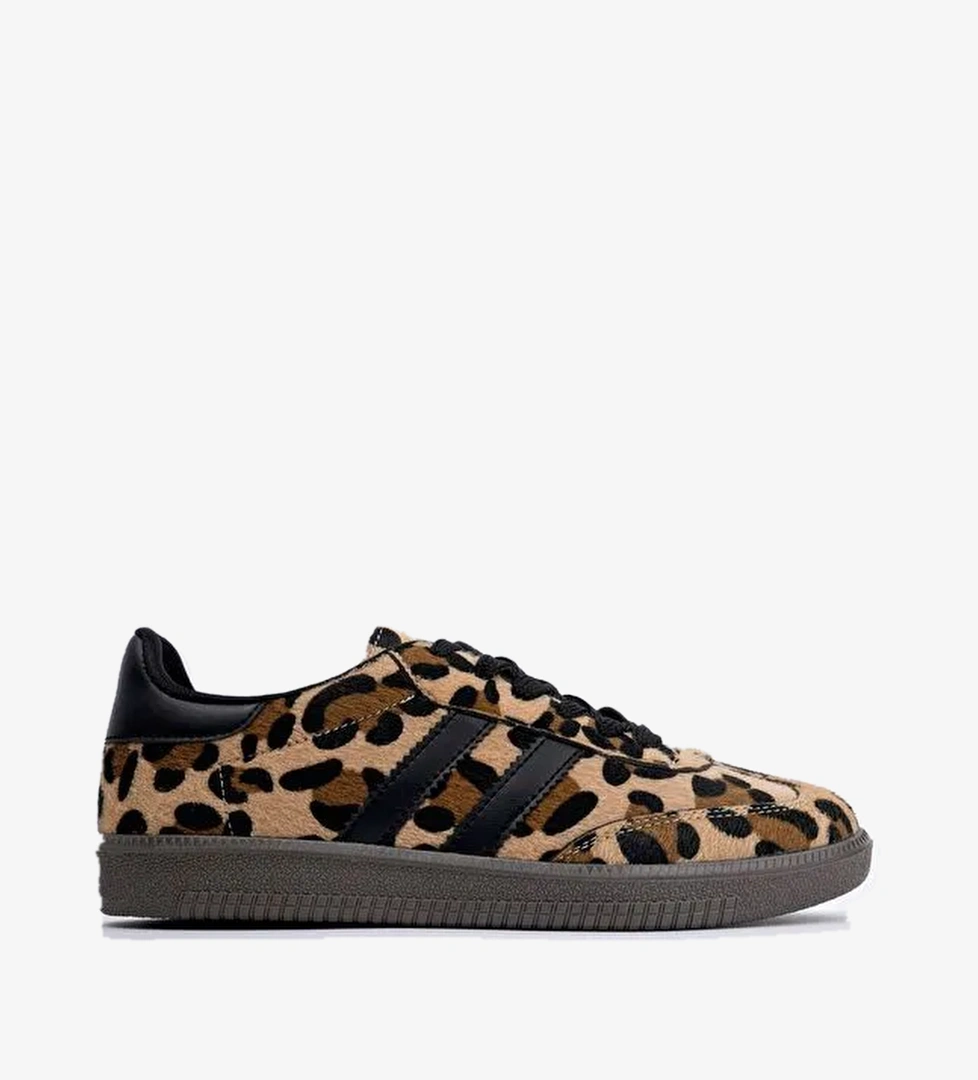 LEOPARD Kadın Ortopedik Günlük Bağcıklı Yürüyüş Leopar Desenli Sneaker Spor Ayakkabı - Görsel 1