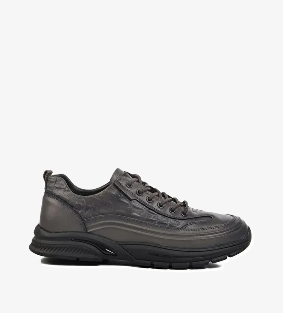 Gri Hakiki Deri Erkek Casual Ayakkabı 24K518 M