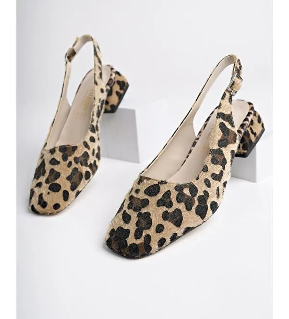 Muggo Loi̇s Arkası Açık Kare Burunlu Kadın Kısa Topuklu Ayakkabı model görseli