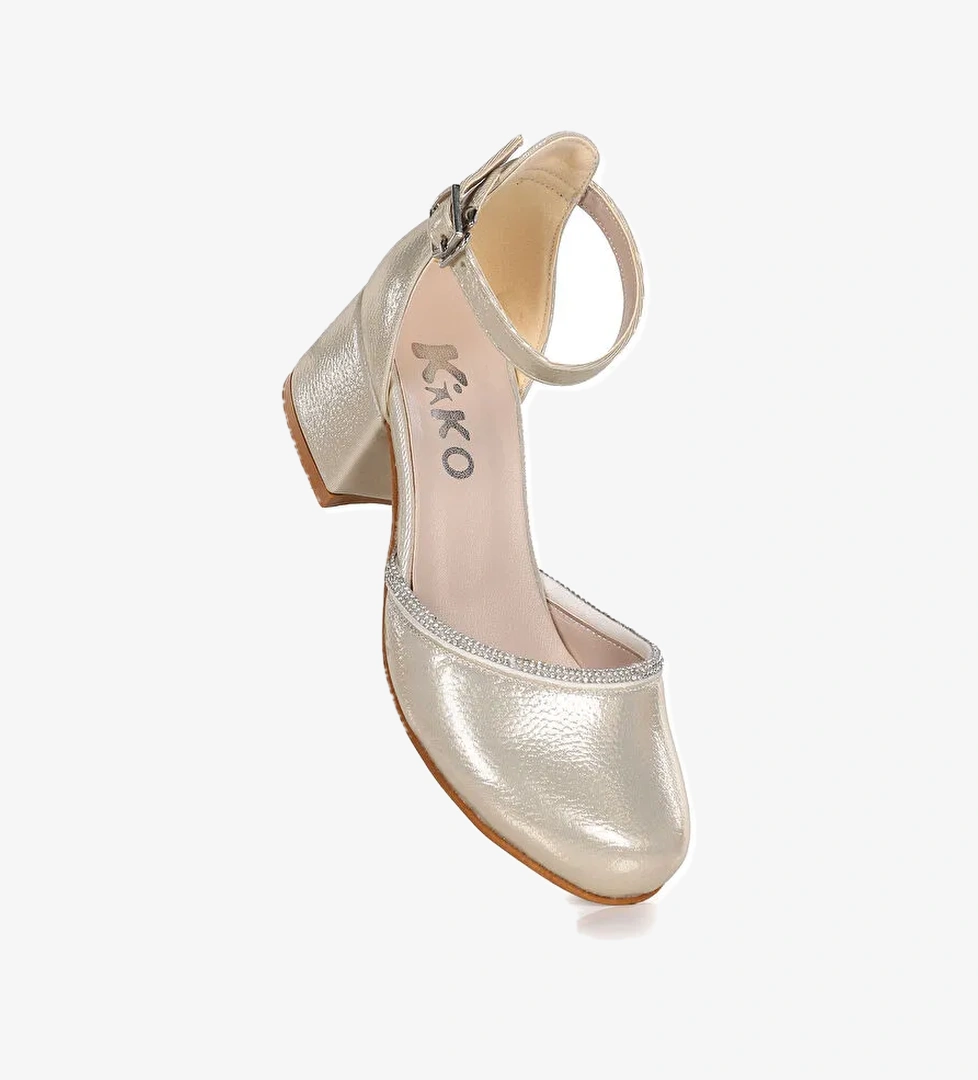 Ressa Vakko Taşlı Kız Çocuk 5 Cm Topuklu Sandalet Abiye Ayakkabı