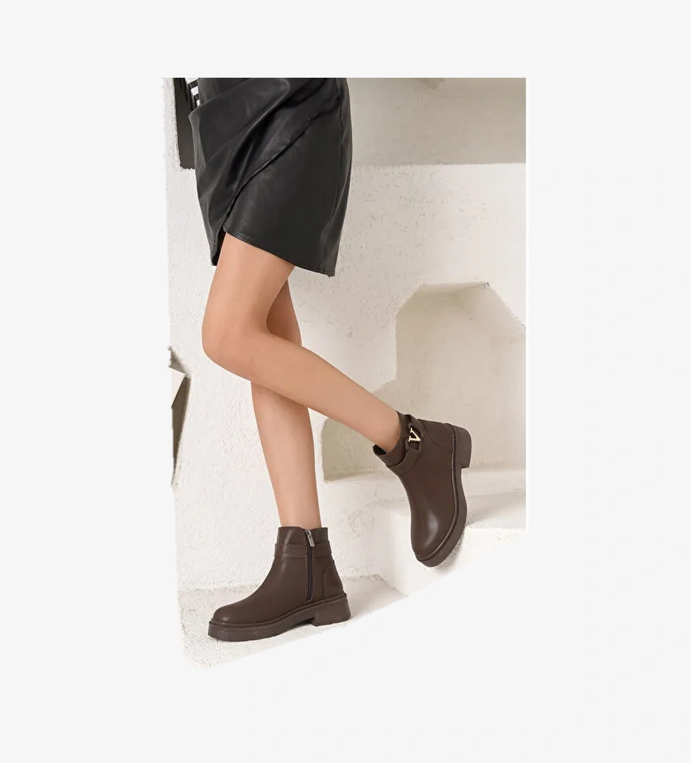 D802 Kadın Yanı Tokalı Ortopedik Soğuk Geçirmez Bot