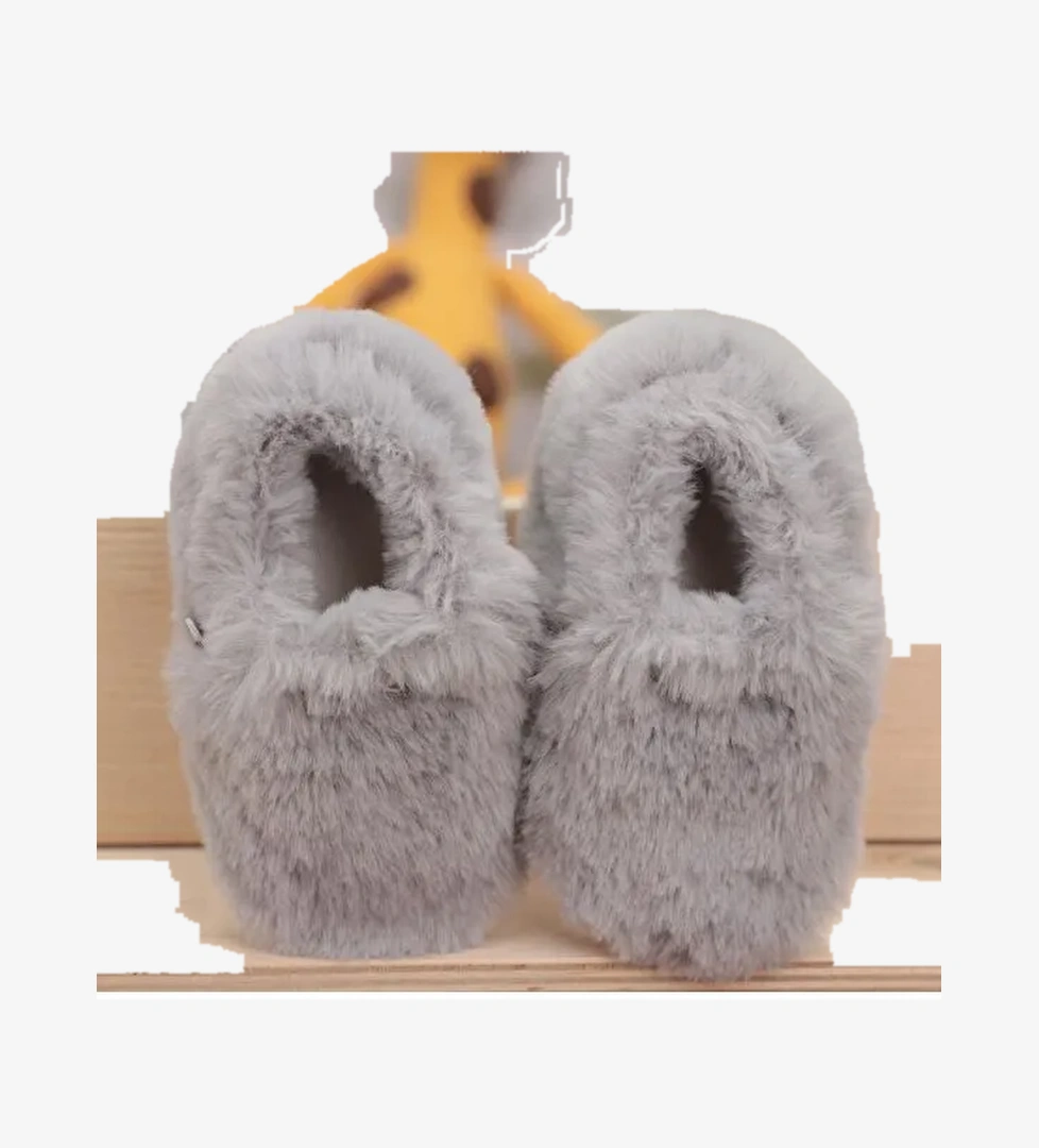 Yumuşak Tüylü ,Organik Bebek Patik, Kaydırmaz Taban Kreş Ayakkabısı, Taba - Görsel 1