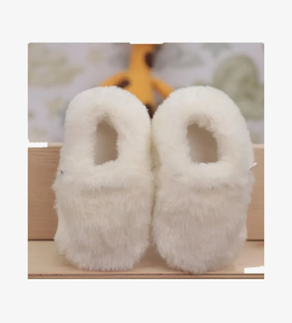 Yumuşak Tüylü ,Organik Bebek Patik, Kaydırmaz Taban Kreş Ayakkabısı, Taba