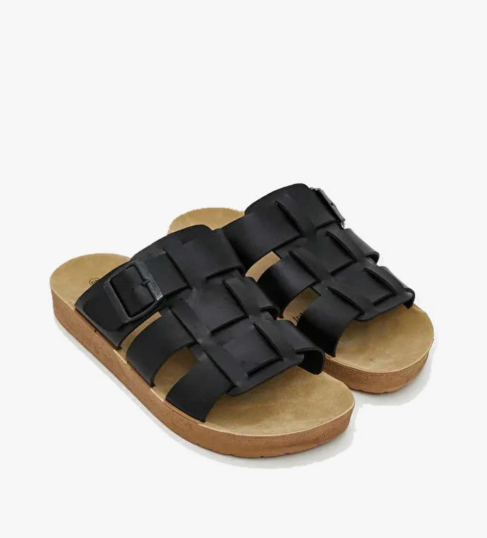 Deri Görünümlü Erkek Terlik - Görsel 1