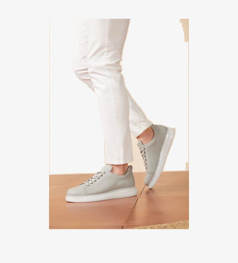 Erkek Hakiki Deri Sneaker 1511026Z865 Gri
