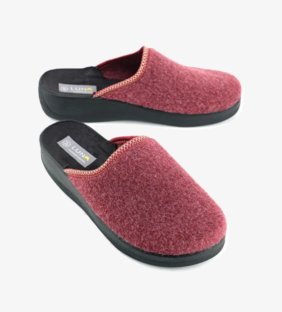 Luna Kadın Kışlık Yüksek Topuk Keçe Ev Bahçe Terlik - Görsel 1