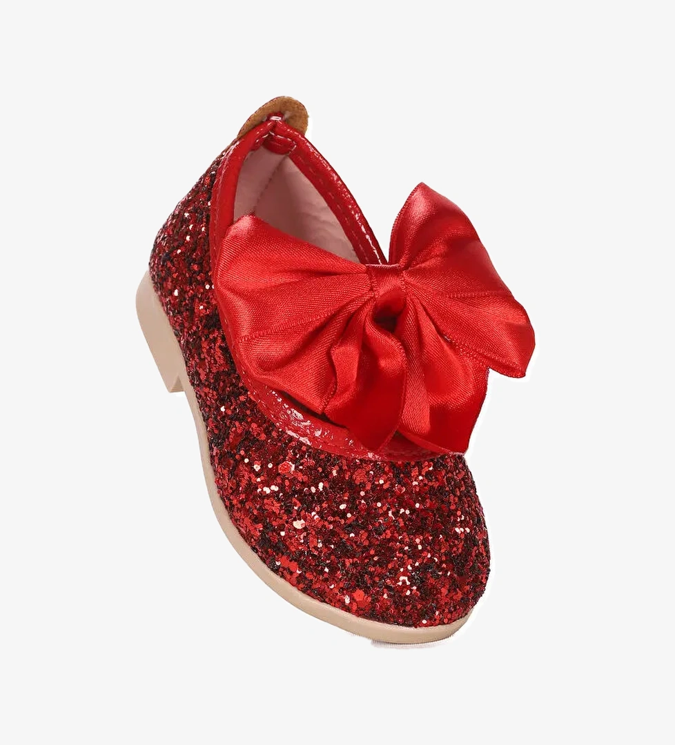 Tari Cam Kırığı Fiyonk Lastikli Kız Bebek Babet Ayakkabı