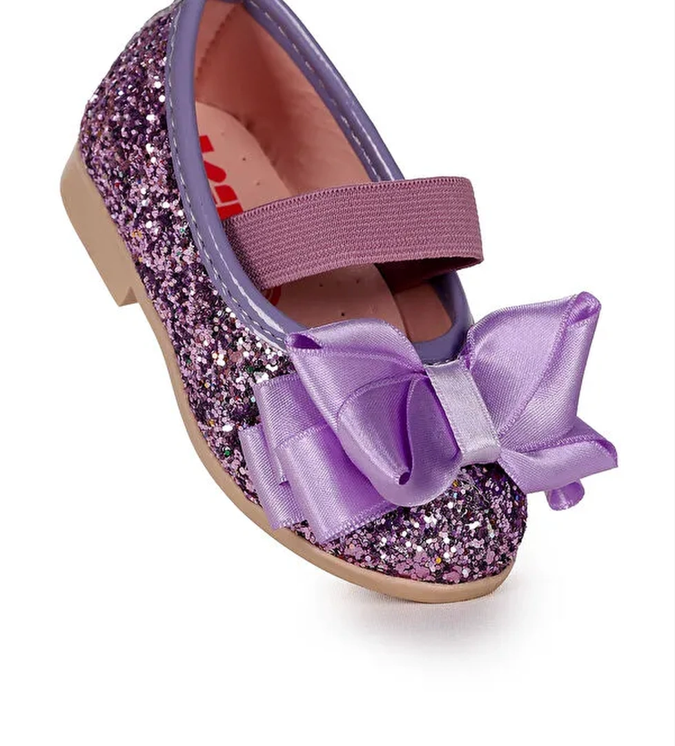 Panı Cam Kırığı Fiyonk Lastikli Kız Bebek Babet Ayakkabı