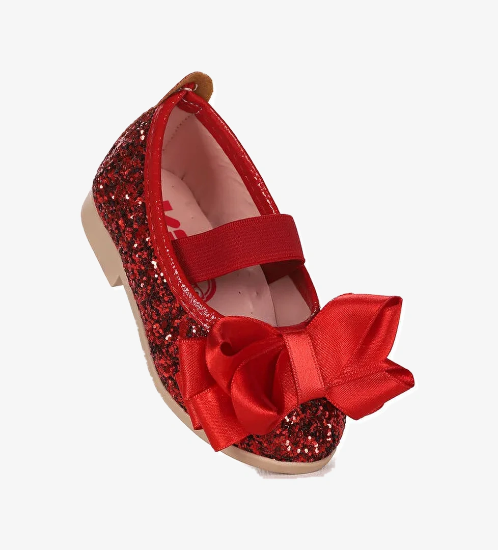 Panı Cam Kırığı Fiyonk Lastikli Kız Bebek Babet Ayakkabı