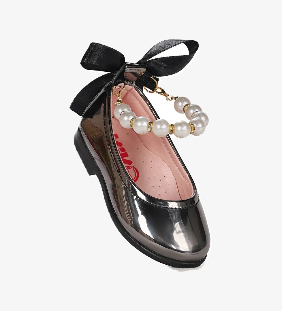 Blanch Ayna İncili Lastikli Kız Bebek Babet Ayakkabı - Görsel 1