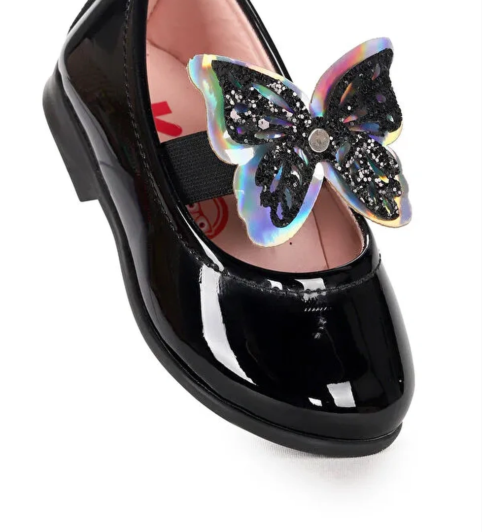 Menz Rugan Kelebek Lastikli Kız Bebek Babet Ayakkabı