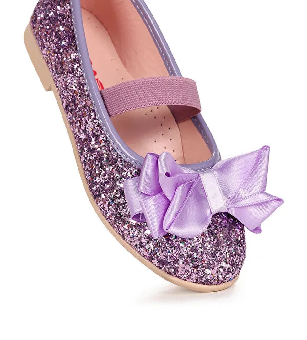 Panı Cam Kırığı Fiyonk Lastikli Kız Çocuk Babet Ayakkabı