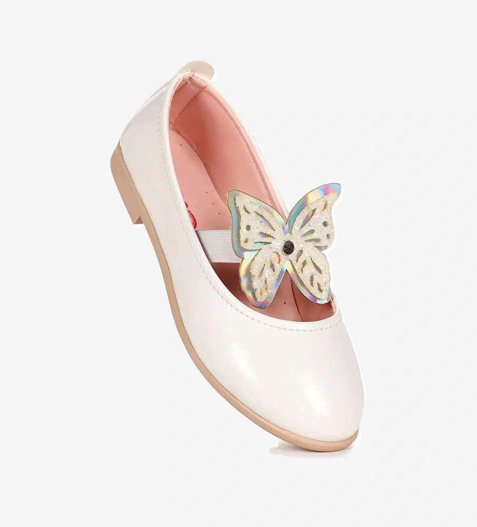 Menz Rugan Kelebek Lastikli Kız Çocuk Babet Ayakkabı