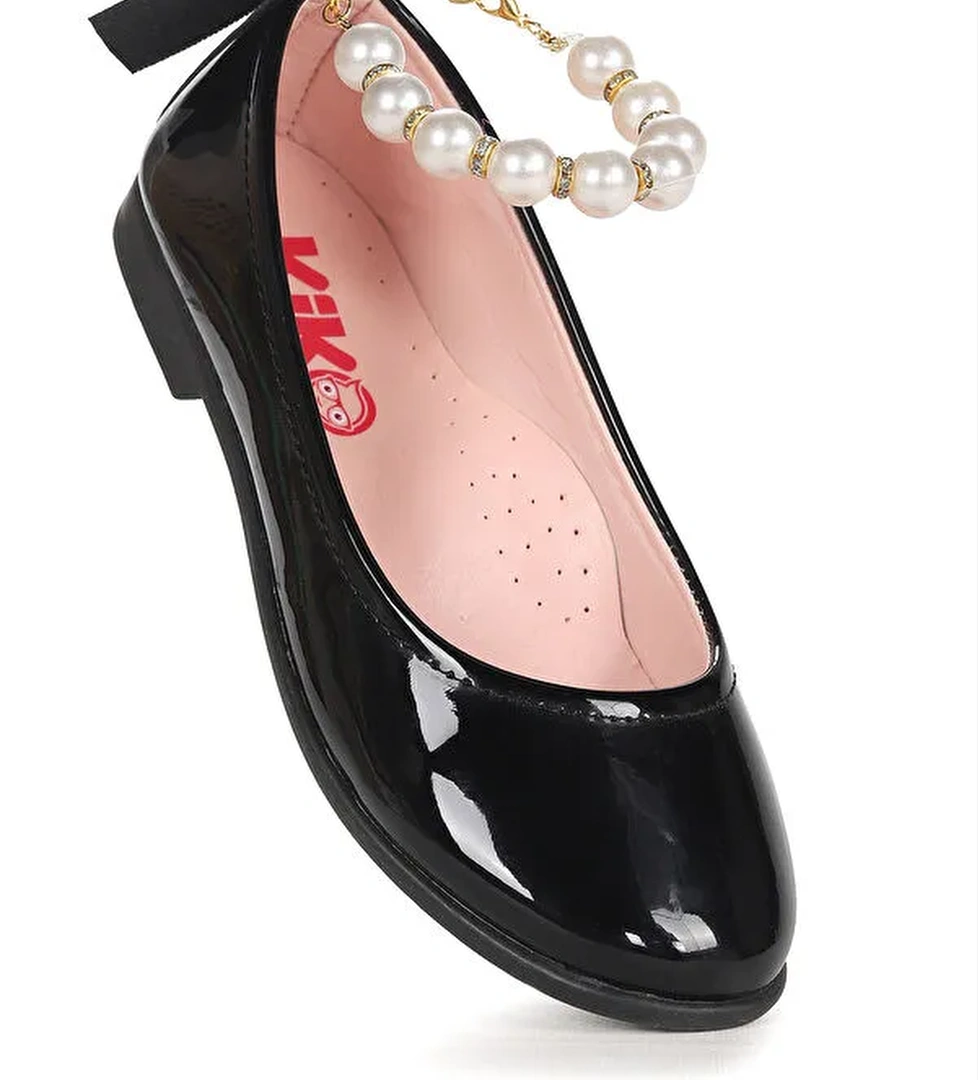 Blanch Rugan İncili Lastikli Kız Çocuk Babet Ayakkabı - Görsel 1