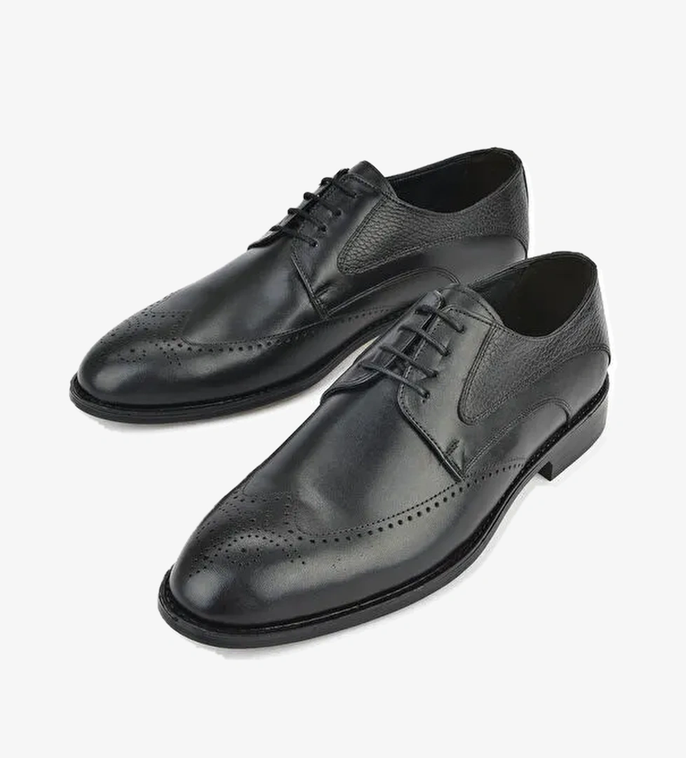 Erkek Hakiki Deri Klasik Ayakkabı 15148Z836 Siyah - Görsel 1