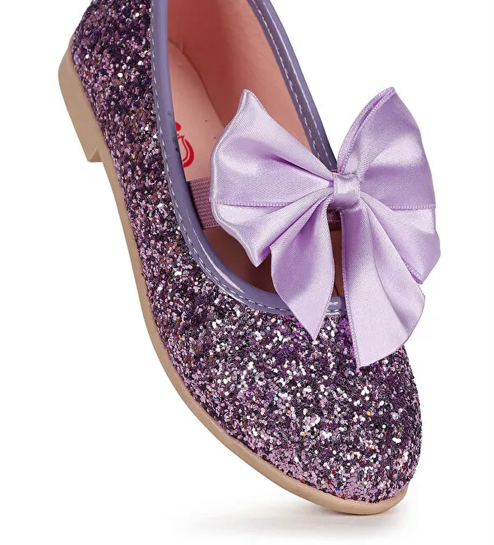 Tari Cam Kırığı Fiyonk Lastikli Kız Çocuk Babet Ayakkabı