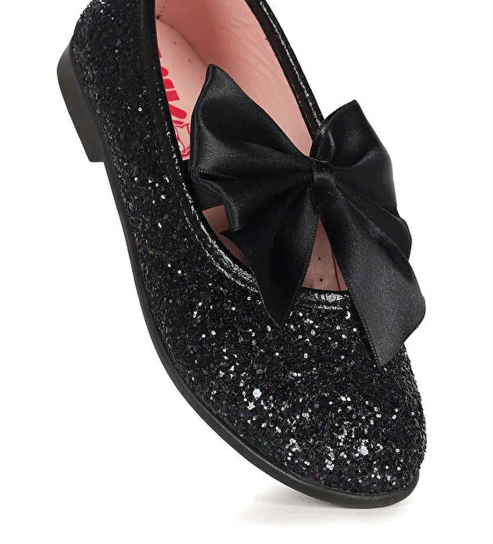 Tari Cam Kırığı Fiyonk Lastikli Kız Çocuk Babet Ayakkabı