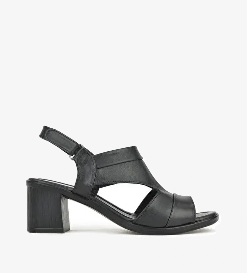 Kadın Hakiki Deri Topuklu Sandalet 1511020Z2211 Siyah