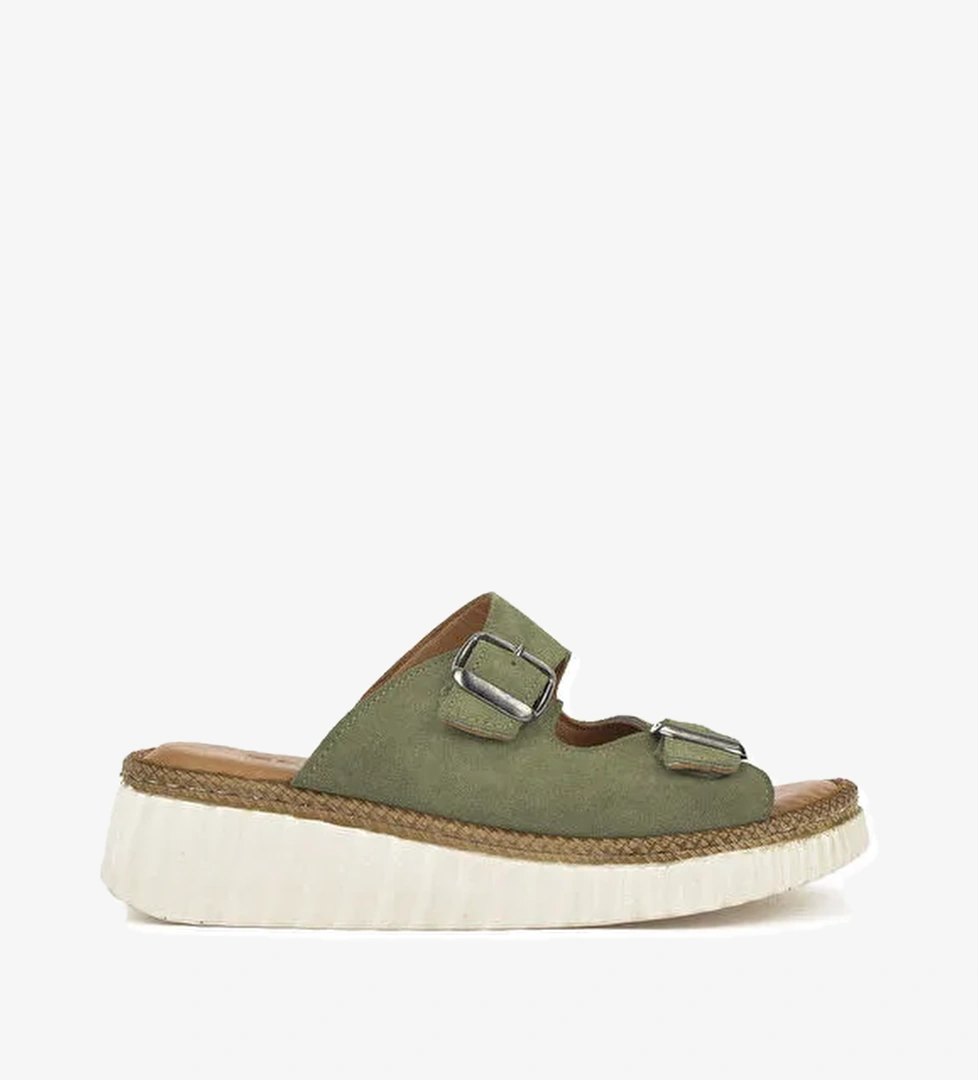 Kadın Hakiki Deri Terlik 1511008Z1882 Yeşil - Görsel 1