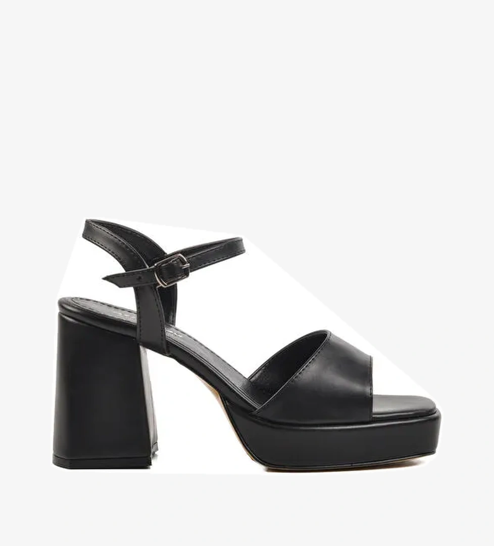 Siyah Platform Topuk Kadın Topuklu Ayakkabı 284091 Z