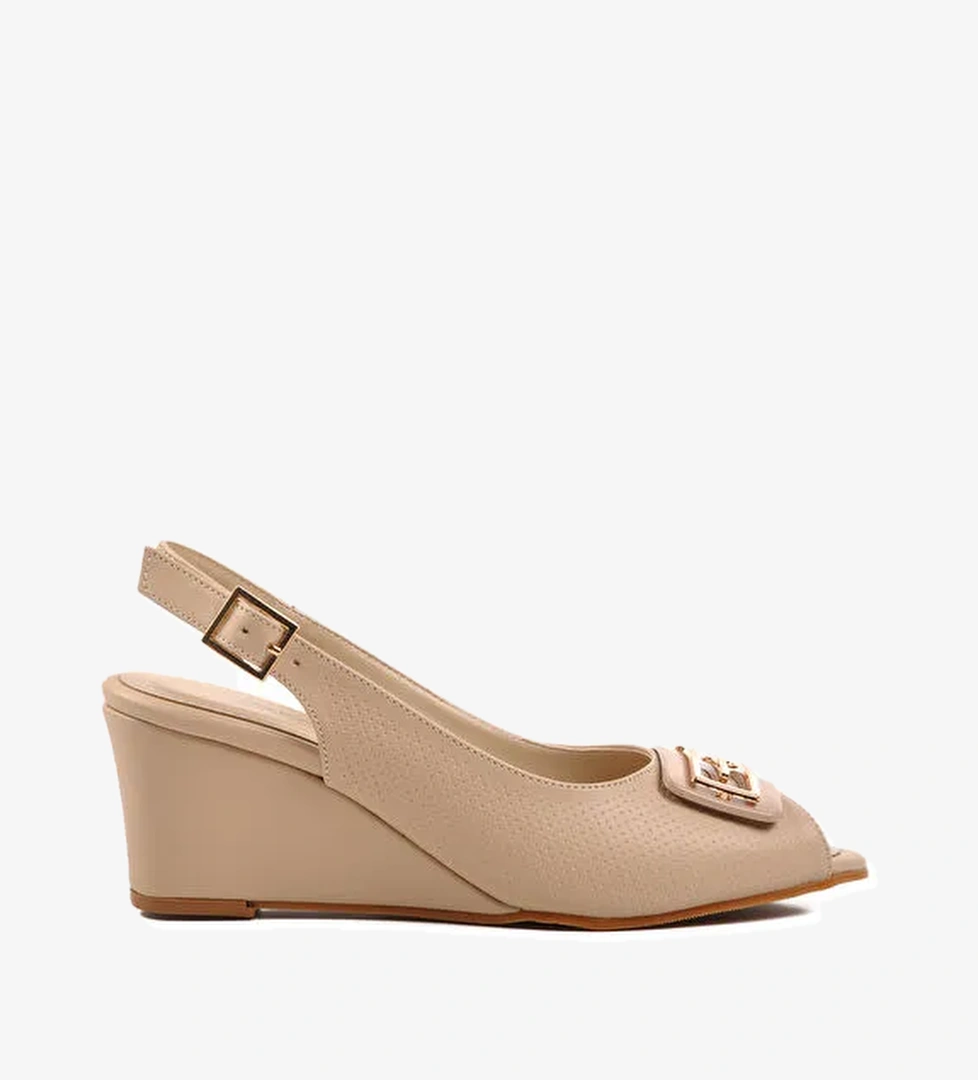 Bej Dolgu Topuk Kadın Topuklu Ayakkabı 312334 Z - Görsel 1