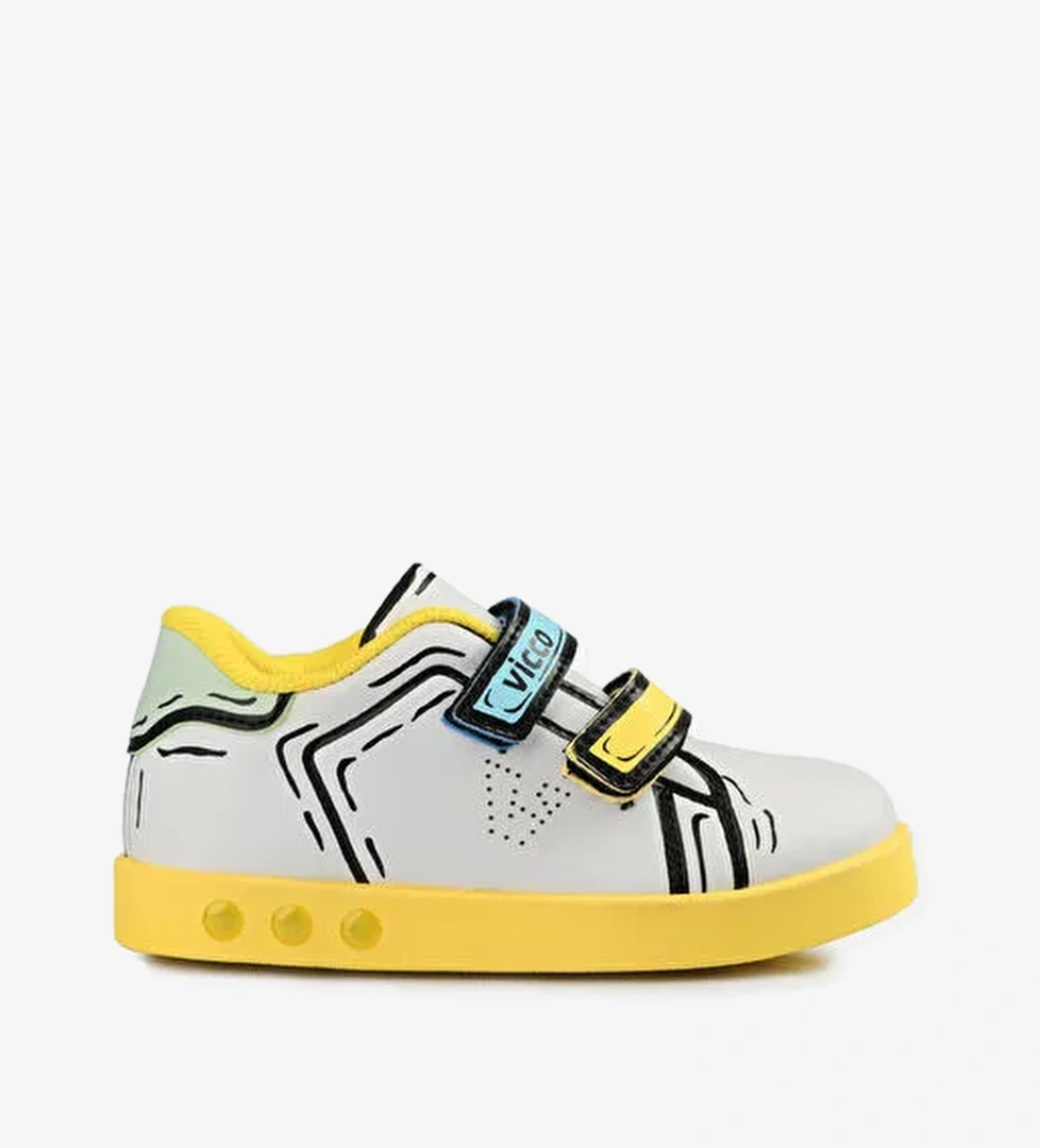 Vicco Picasso Işıklı Unisex Bebek Beyaz/Sarı Sneaker model görseli