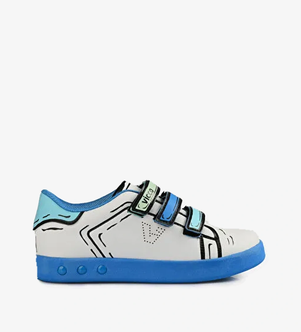 Vicco Picasso Işıklı Erkek Çocuk Beyaz/Saks Mavi Sneaker model görseli