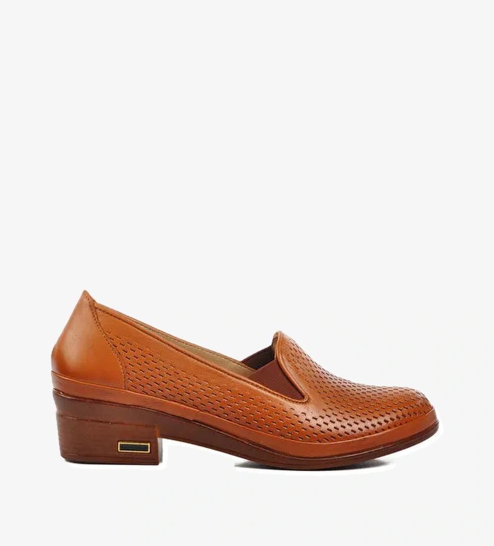 Taba Hakiki Deri Kadın Klasik Ayakkabı Z230 Z