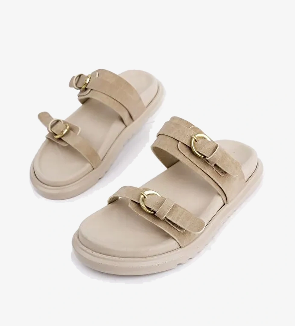 OVELA Çift Bantlı Ayarlanabilir Kemerli Günlük Kadın Terlik