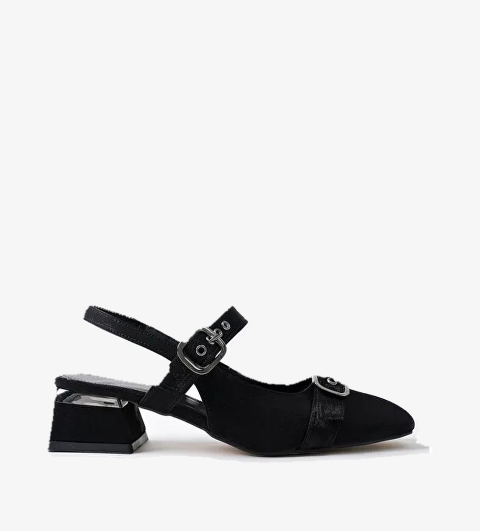 GİGİ Arkası Açık Küt Burun Çift Kemerli Kadın Günlük Klasik Kısa Topuklu Ayakkabı - Görsel 1