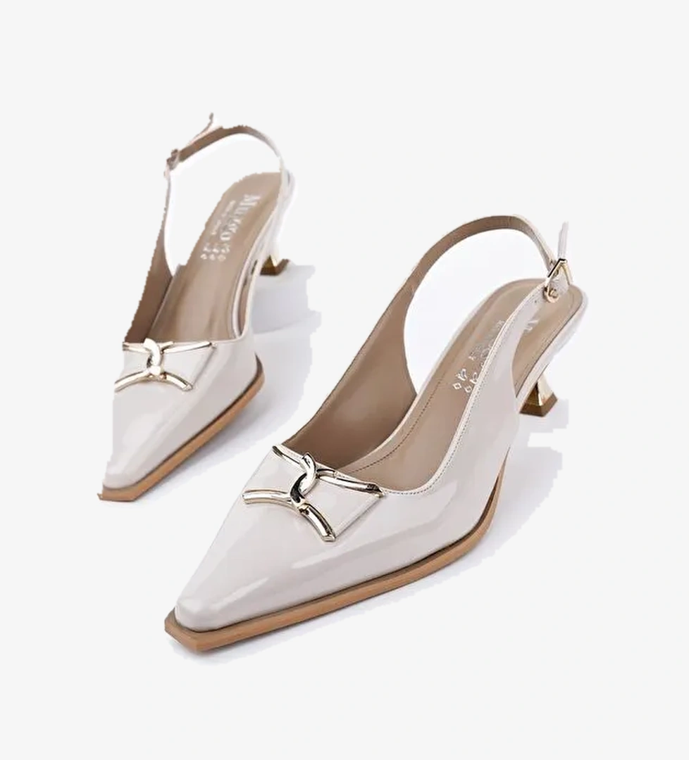 FOREST Arkası Açık Toka Detaylı Günlük Klasik Topuklu Kadın Stiletto Ayakkabı - Görsel 1